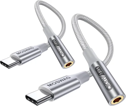 MOSWAG Adaptador USB C a conector de auriculares, USB tipo C a conector de auriculares de 0.138 in para Samsung Galaxy S23 S22 S21 S20 Ultra, Note