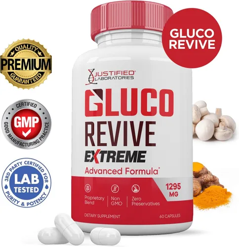 Miniatura 2 de Gluco Revive Extreme 1295MG Píldoras Glyco Support Fórmula avanzada Gluorevive Soporte de glucógeno formulado con cúrcuma berberina resveratrol ajo