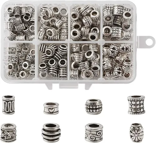 Miniatura 24 de Craftdady 300 piezas Cuentas espaciadoras de aleación tibetana dorada antigua 30 estilos surtidos Cuentas de columna poligonal asimétrica, cuentas