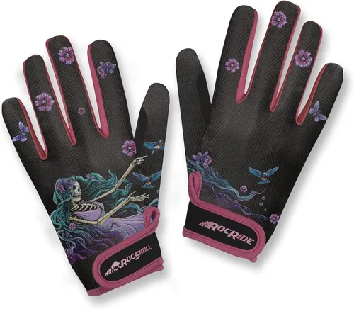 RocRide Guantes de ciclismo con diseño de esqueleto, acolchados, dedos completos, para carretera, montaña, BMX, unisex, para hombres, mujeres y
