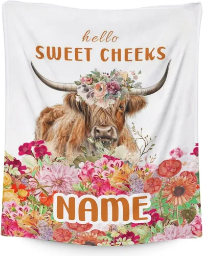 Miniatura 18 de Mercuryelf Highland Cow - Manta suave, mullida y cálida, 30 x 40 pulgadas, manta pequeña para regazo y cuna, color beige, bonito regalo para bebé