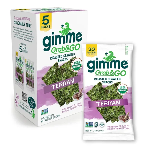 Miniatura 11 de Gimme Seaweed Grab & Go - Bocadillos de Algas Marinas Tostadas Orgánicas Premium, Sal Marina, 5 Unidades Sin Bandeja, Keto, Vegano, Sin Gluten, Gran