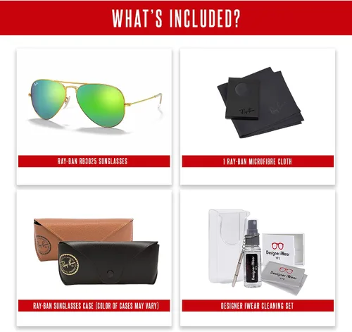 Miniatura 73 de Ray-Ban RB3025 - Lentes de sol de aviador de metal para hombre y mujer + paquete con kit de cuidado de gafas iWear de diseñador