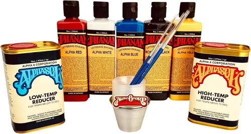 Miniatura 10 de Alphanamel Meyer's Dark Blue - Pintura esmaltada para rayas, pintura de letreros, letras, bellas artes, 36 colores, varios tamaños, 5 onzas Azul