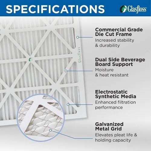 Miniatura 3 de Glasfloss Filtros de aire plisados MERV 10 (FPR 5-6) de 15 x 20 x 1 pulgadas, caja de 6. tamaño real: 14-1/2 x 19-1/2 x 7/8