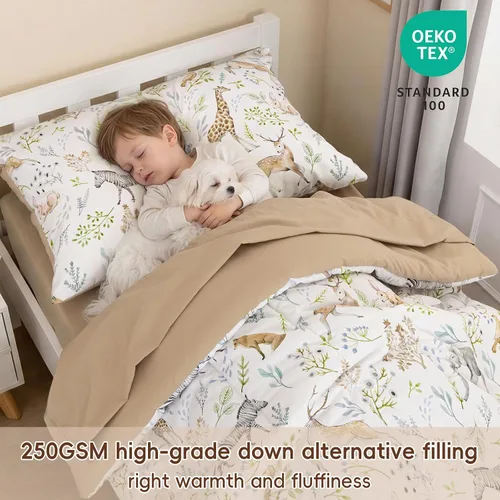 Miniatura 5 de PHF Juego de ropa de cama infantil de 4 piezas, ultra suave, incluye edredón, sábana bajera, sábana encimera y funda de almohada para niños y niñas