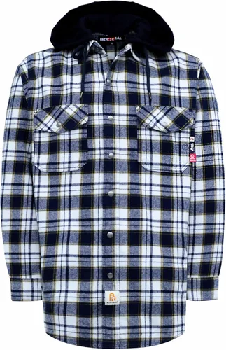 Miniatura 9 de BOCOMAL Camisas con capucha FR, camisas de franela a cuadros, con botones, resistentes al fuego, camisas de franela resistentes a la llama, chaqueta