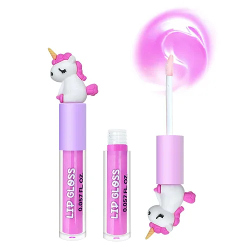 Miniatura 7 de M&U MAKE YOU UP 4 unidades de brillo de labios de unicornio para niñas, juego de labios brillantes para recuerdos de fiesta con decoración mágica