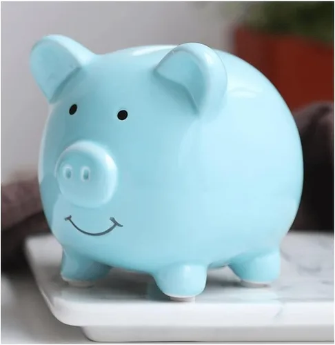 Miniatura 7 de Alcancía, alcancía decorativa de cerámica para adultos y niños para apreciar un bonito banco de dinero para niños y niñas (azul, blanco, rosa)