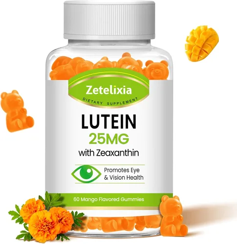 Gomitas de luteína de 25 mg – Vitaminas para los ojos Luteína y Zeaxantina Suplementos para la salud ocular para adultos, suplemento de gomitas de