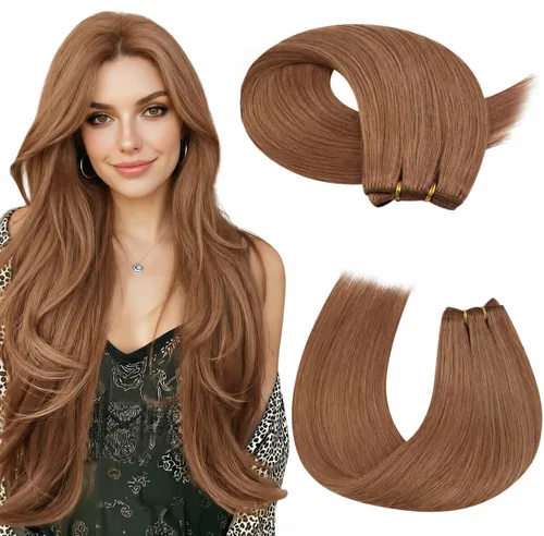 Miniatura 33 de Moresoo - Extensiones de cabello humano real cosidas, Remy, lacio, doble trama, color negro jet, 14 pulgadas, 3.53 onzas