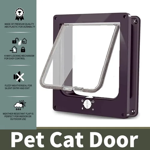 Miniatura 3 de EASY JOY Puertas para gatos (tamaño exterior 8.6 x 7.5 pulgadas), puerta de gato con bloqueo de 4 vías para puertas interiores y exteriores, puerta