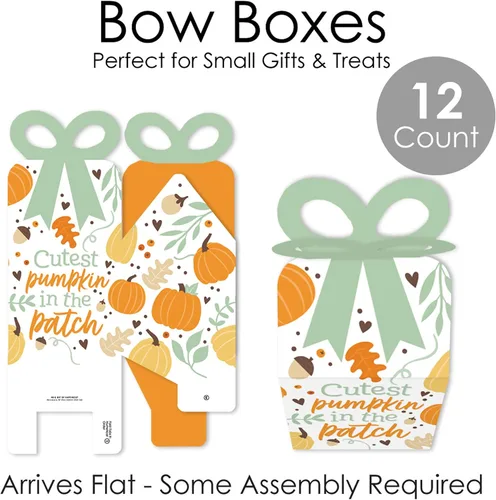 Miniatura 5 de Big Dot of Happiness Little Pumpkin - Cajas de regalo cuadradas para fiesta de cumpleaños o baby shower, juego de 12 Calabaza pequeña