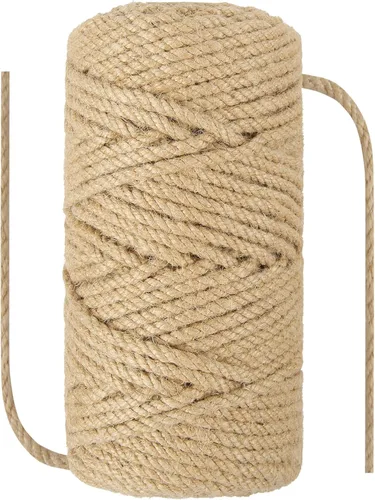 Cuerda de cáñamo de sisal natural de 1/4 de pulgada (6 mm) x 164 pies (50 metros), cuerda gruesa resistente para poste rascador de gatos, árbol,