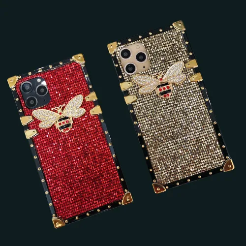 Funda para Samsung Galaxy A21, diseño de lujo con purpurina y esquinas doradas, suave para hombres, mujeres y niñas, color rojo B-Rojo