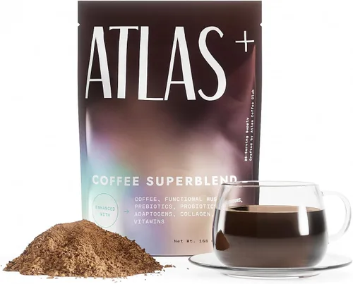 Miniatura 8 de Atlas+ - Supermezcla de café con leche y hongos – Café premium con colágeno, probióticos, D3 y B12, melena de león, Reishi, Cordyceps, Coco