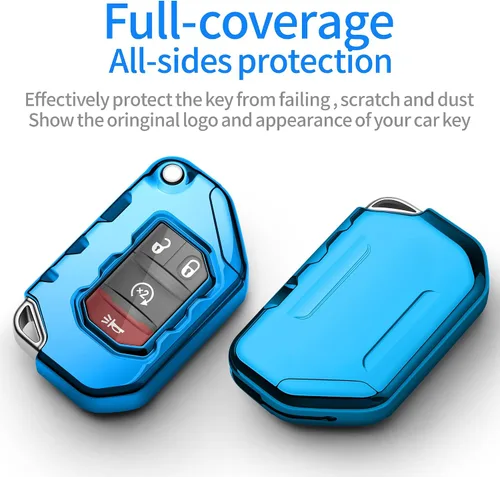 Miniatura 2 de Compatible con funda para llavero Jeep con llavero de cuero, funda de protección de TPU suave para llave de control remoto Wrangler JL JLU Rubicon