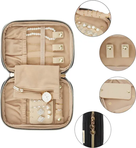 Miniatura 31 de BAGSMART Estuche organizador de joyería, de viaje para collar, aretes, anillos, brazalete