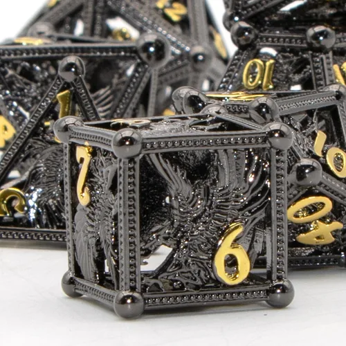 DND - Dados de águila con diseño de águila de 7 piezas, metal DND para Dungeons and Dragons D&D para juegos de rol RPG (negro)