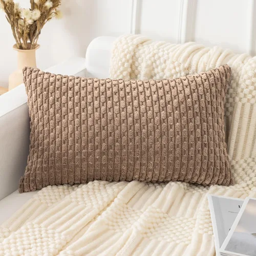 Miniatura 12 de UGASA - Funda de almohada decorativa de pana suave de otoño de 12 x 20 pulgadas, diseño bohemio a rayas, oblonga, para sofá, sala de estar, cama