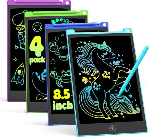 Miniatura 10 de TECJOE - Set de tableta de escritura LCD, tableta de dibujo colorida de 8.5 pulgadas para niños, juguetes de juegos de viaje para niños, actividades