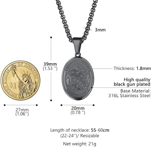 Miniatura 5 de Prosteel. - Collar con dije y cadena de San Miguel Arcángel, joyería religiosa católica.
