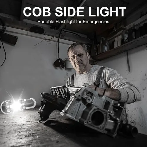 Miniatura 9 de Linterna de llavero recargable, brillante de 800 lúmenes, luz de llavero EDC de aluminio, 7 modos de luz, luz de trabajo COB, linternas