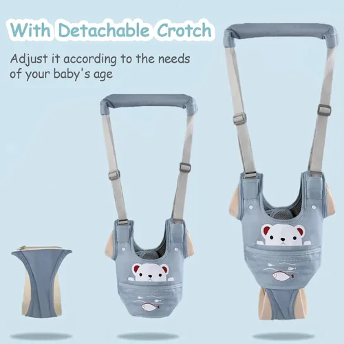 Miniatura 4 de Arnés de mano para caminar para bebé, cinturón ajustable para niños pequeños, arnés para caminar de pie, ayudante de aprendizaje con entrepierna Azul