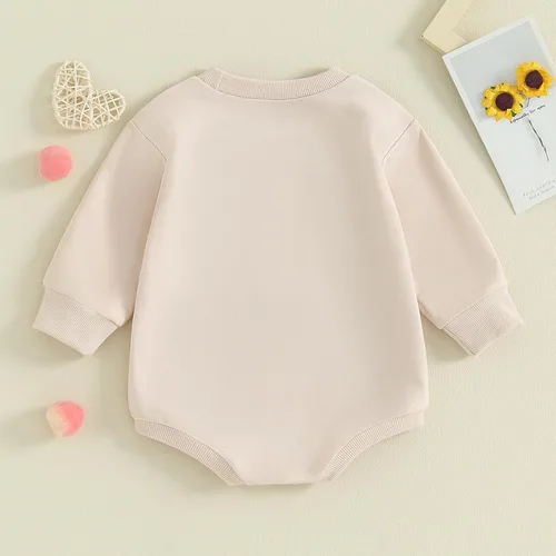 Miniatura 91 de SOLILOQUY Traje de manga larga con cuello redondo para el primer día de San Valentín para bebé niño y niña, mameluco de corazón de amor