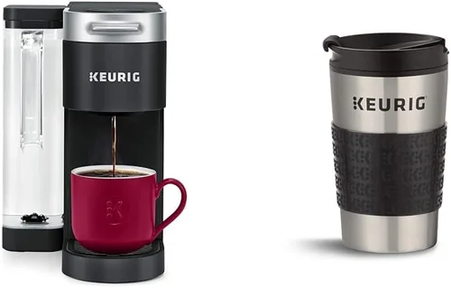 Keurig® K-Supreme - Cafetera de cápsulas K-Cup de una sola porción, tecnología MultiStream, color negro y taza de viaje para cafetera de cápsulas