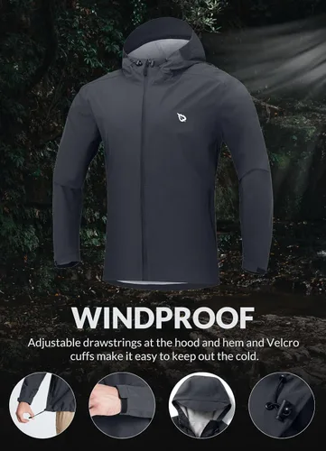 Miniatura 4 de BALEAF - Chaqueta impermeable para hombre, rompevientos, plegable, transpirable, ligera, resistente al viento, para senderismo, al aire libre
