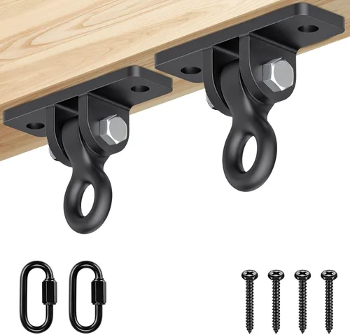 Miniatura 14 de Dolibest Colgador de columpio resistente, gancho giratorio de montaje en techo, soporte de viga de madera de rotación de 360°, sistemas de Anclaje