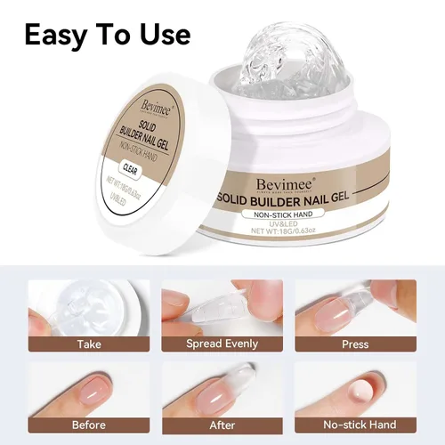 Miniatura 4 de Gel para esculpir 3D transparente para arte de uñas, 0.46 onzas de gel sólido para uñas, gel duro no pegajoso, moldeo a mano, tallado para esculpir