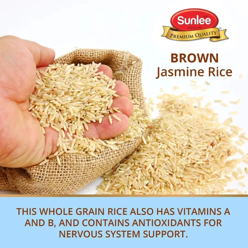Miniatura 5 de Sunlee Arroz de jazmín integral – 5 libras de arroz integral de grano largo, aroma fragante, ideal para veganos y vegetarianos, naturalmente sin
