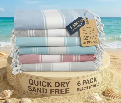 Miniatura 82 de LANE LINEN - Paquete de 4 toallas de playa de gran tamaño, toalla de piscina prelavada, extragrande, de secado rápido y sin arena, toalla de viaje