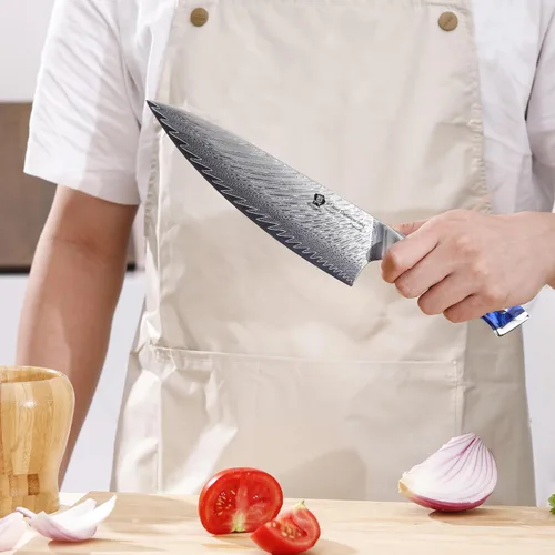 Miniatura 6 de WILDMOK Cuchillo de chef de Damasco, cuchillos de chef japoneses de 8 pulgadas, cuchillo de cocina con mango de resina, cuchillos afilados