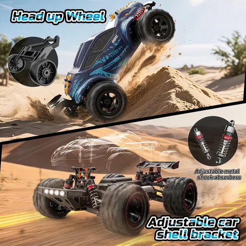 Miniatura 6 de DEERC 9308E 1:16 Coches RC Rápidos para Niños de 8 a 12 años Camión Monstruo RC para Niños 24.8 MPH, Todo Terreno 4WD Camión Dinosaurio de Alta