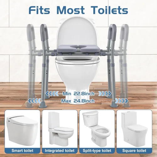 Miniatura 2 de Elevador de Asiento de Inodoro Dedibody para Personas Mayores, Asiento de Inodoro Elevado con Asas, Altura y Ancho Ajustables, Asiento de Inodoro
