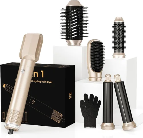 Miniatura 12 de Cepillo secador de pelo 5 en UNO, secador de pelo, varita rizadora, juego de herramientas de peinado de cabello, masaje iónico de aire caliente