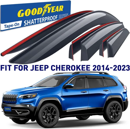 Miniatura 2 de Goodyear - Deflectores de ventana inastillables para Jeep Cherokee 2014-2023, protectores de lluvia adhesivos, viseras de ventana, deflector