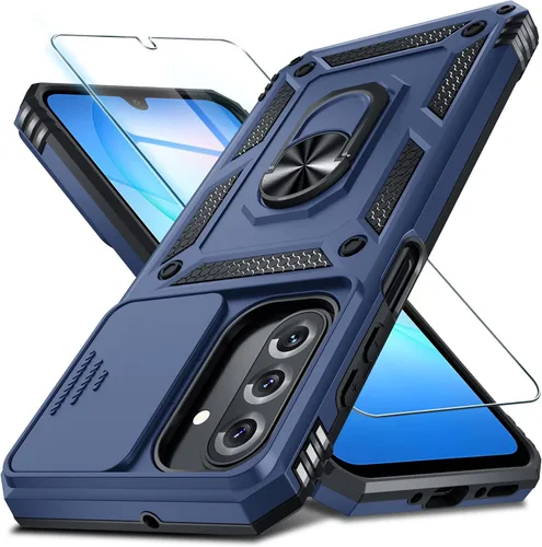 Miniatura 25 de Janmitta Compatible con Galaxy A15 5G Funda con Cubierta Deslizante Integrada para Lente de Cámara + Protector de Pantalla + Soporte de Anillo