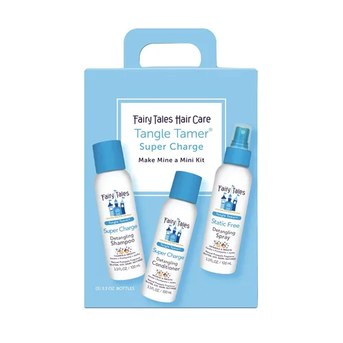 Fairy Tales Tangle Tamer Super Charge Champú desenredante y acondicionador para niños, kit de viaje, sin parabenos, sin sulfatos, sin gluten, sin