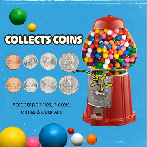 Miniatura 4 de Great Northern máquina expendedora de golosinas y goma de mascar, de 15 in, con soporte de pie. ¡A todos les encanta la goma de mascar!, Máquina Rojo