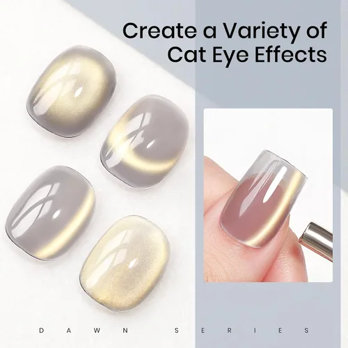 Miniatura 6 de MIZHSE Esmalte de uñas de gel de ojo de gato gris, esmalte de gel magnético de vidrio efecto amanecer, efecto de gatito de cristal con barra