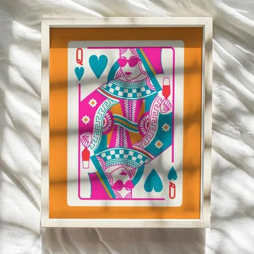 Miniatura 8 de Queen of Hearts Decoración Preppy para Habitación - Queen O Hearts Decoración de Pared Estética Linda y de Moda para Mujeres - Estampado Funky Azul