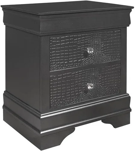 Global Furniture USA Pompei - Mesita de noche con acabado gris, gris metálico