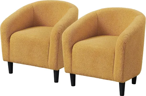 Miniatura 11 de Topeakmart Silla de barril, silla de acento de sherpa suave, silla auxiliar de club, estilo moderno, asiento profundo, sillón de barril para sala