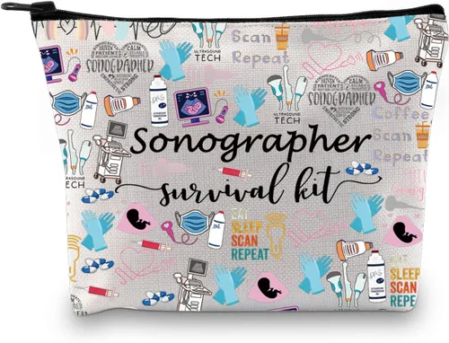 GJTIM Kit de supervivencia para ecografista, regalo para radiólogo, bolsa de maquillaje con cremallera para ultrasonido, bolsa de maquillaje,