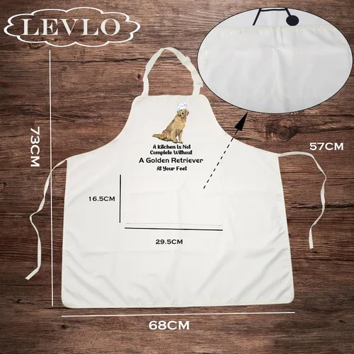 Miniatura 2 de LEVLO Golden Retriever - Delantal de cocina Golden Retriever, decoración de cocina para perro, papá, mamá