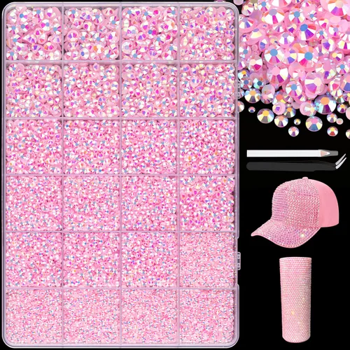 Miniatura 13 de 7000 diamantes de imitación de resina con pinzas para manualidades, diamantes de imitación de gelatina con parte trasera plana de 2/3/4/5/6mm, 4